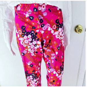 J.Crew Bright Floral Pink Slim Cropped Pants – Size 8